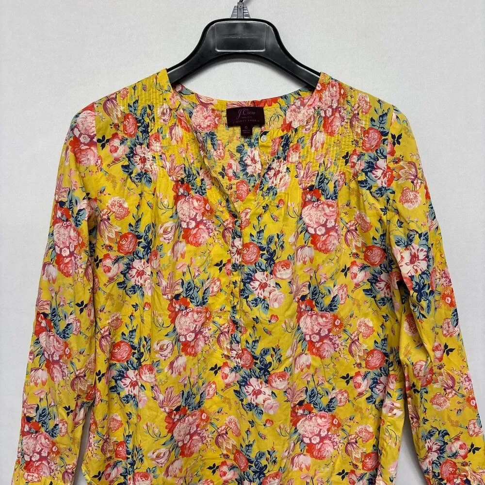 J. Crew Liberty Fabric Women Blouse Top Shirt Size 6 Floral Boho C131 -6